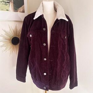 Sunrise Kingdom Corduroy Sherpa Jacket – Burgundy | Medium